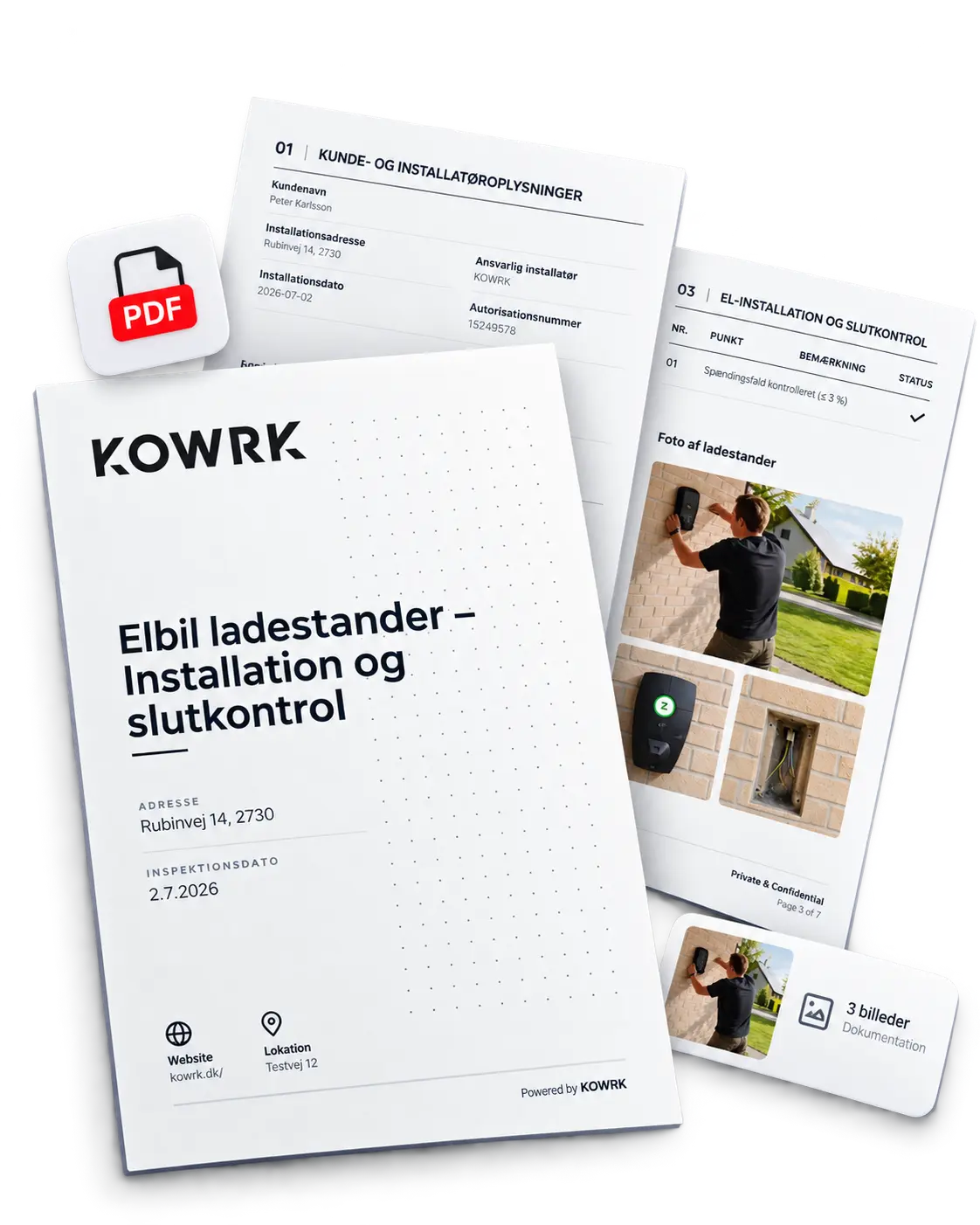 KOWRK kvalitetssikringsrapport for installation og slutkontrol af elbilladestander